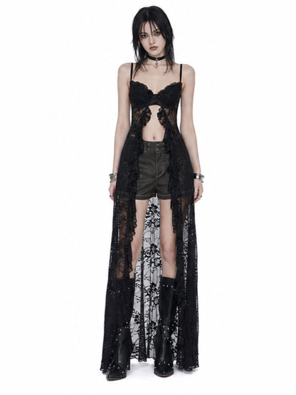 'Missy‘ Festival Sheer Lace Maxi Slip Gothic See-Through Cover Up Dress