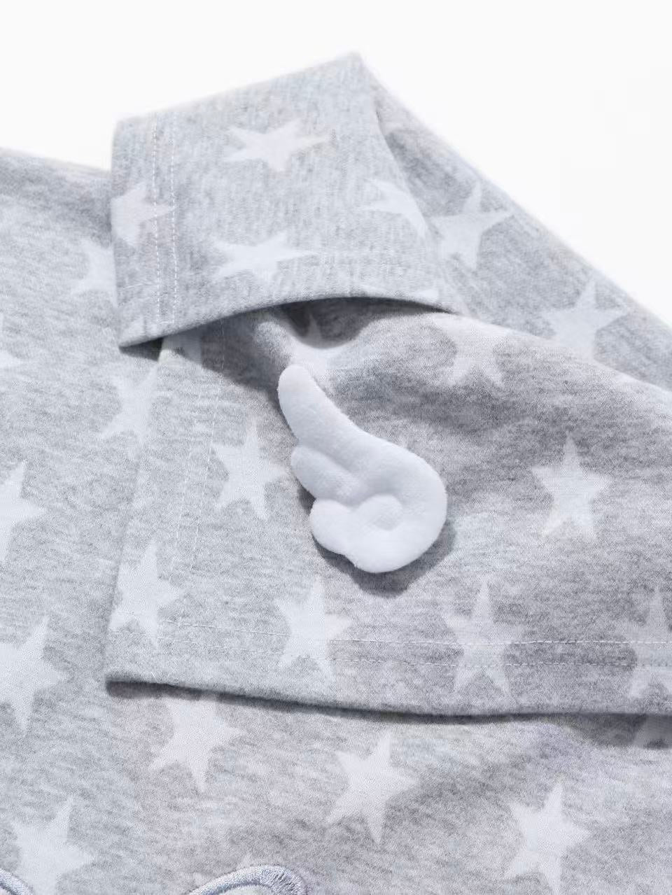 'Star Era' Allover Star Print Asymmetrical Long Sleeve Top AlielNosirrah