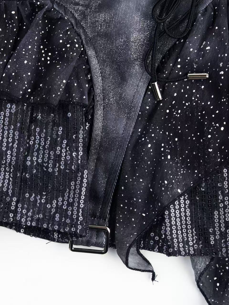 'Flashpoint' Asymmetrical Sequin Patchwork Mini Skirt