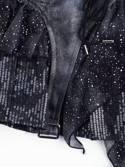 'Flashpoint' Asymmetrical Sequin Patchwork Mini Skirt