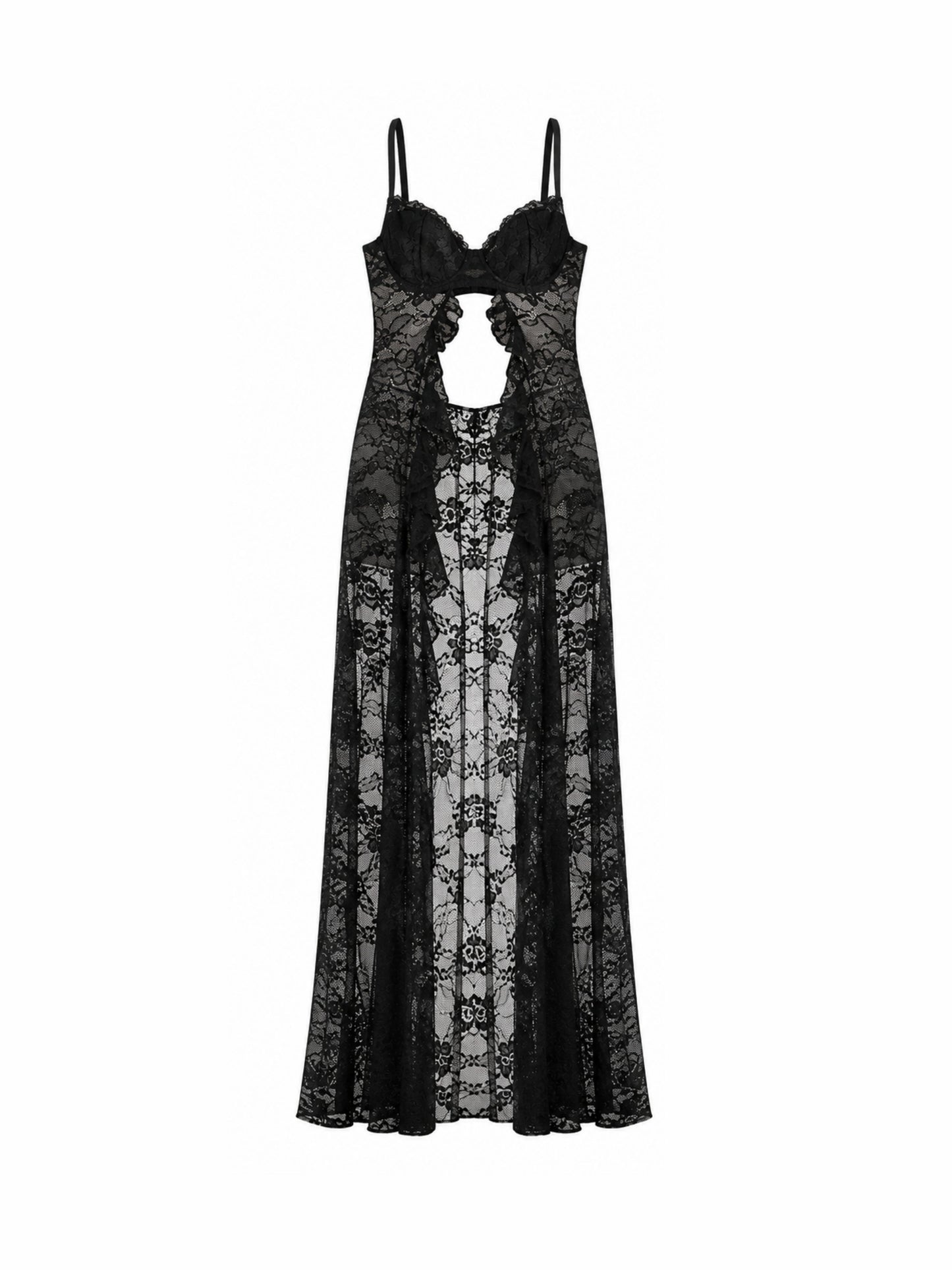 'Missy‘ Festival Sheer Lace Maxi Slip Gothic See-Through Cover Up Dress