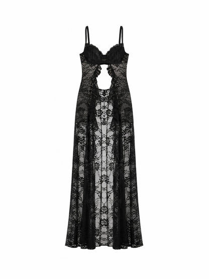 'Missy‘ Festival Sheer Lace Maxi Slip Gothic See-Through Cover Up Dress