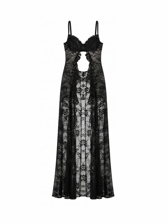 'Missy‘ Festival Sheer Lace Maxi Slip Gothic See-Through Cover Up Dress