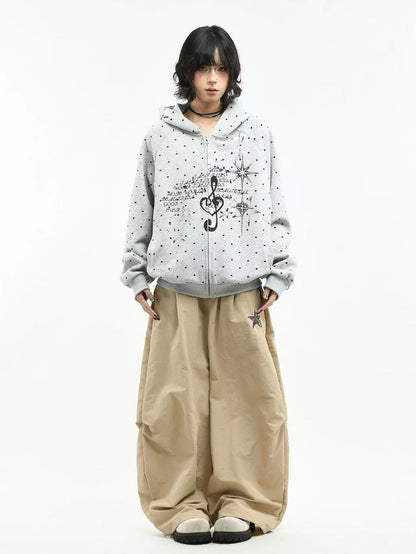 'Dot Revival' Vintage Polka Dot Hooded Sweatshirt Jacket AlielNosirrah