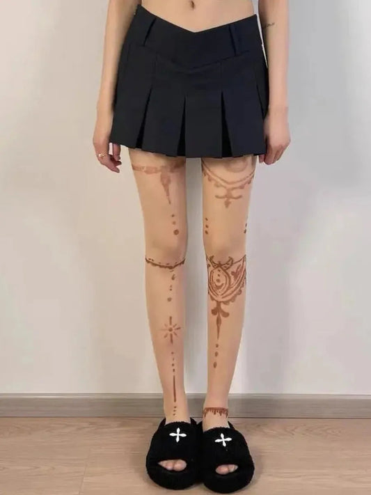 'Tribes' Y2k Summer Totem Henna Tattoo Tights AlielNosirrah
