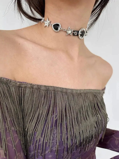 'Fetish' Grunge Star Metal Choker Necklace AlielNosirrah