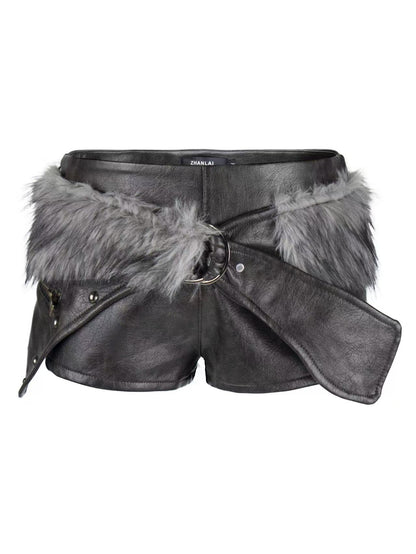 'Sassy Ride' Y2k Lace Up Fur Belt Mini Skirt (Copy) AlielNosirrah