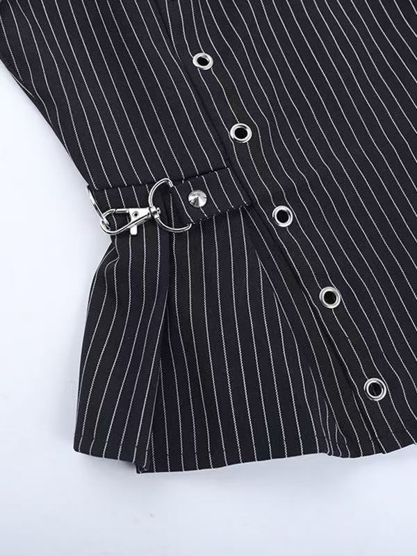 'Ash Puppet' Vintage Dark Gothic Punk Striped Sleeveless Top