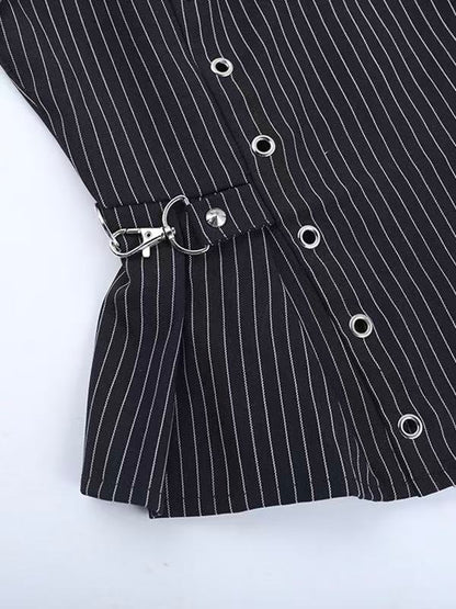 'Ash Puppet' Vintage Dark Gothic Punk Striped Sleeveless Top