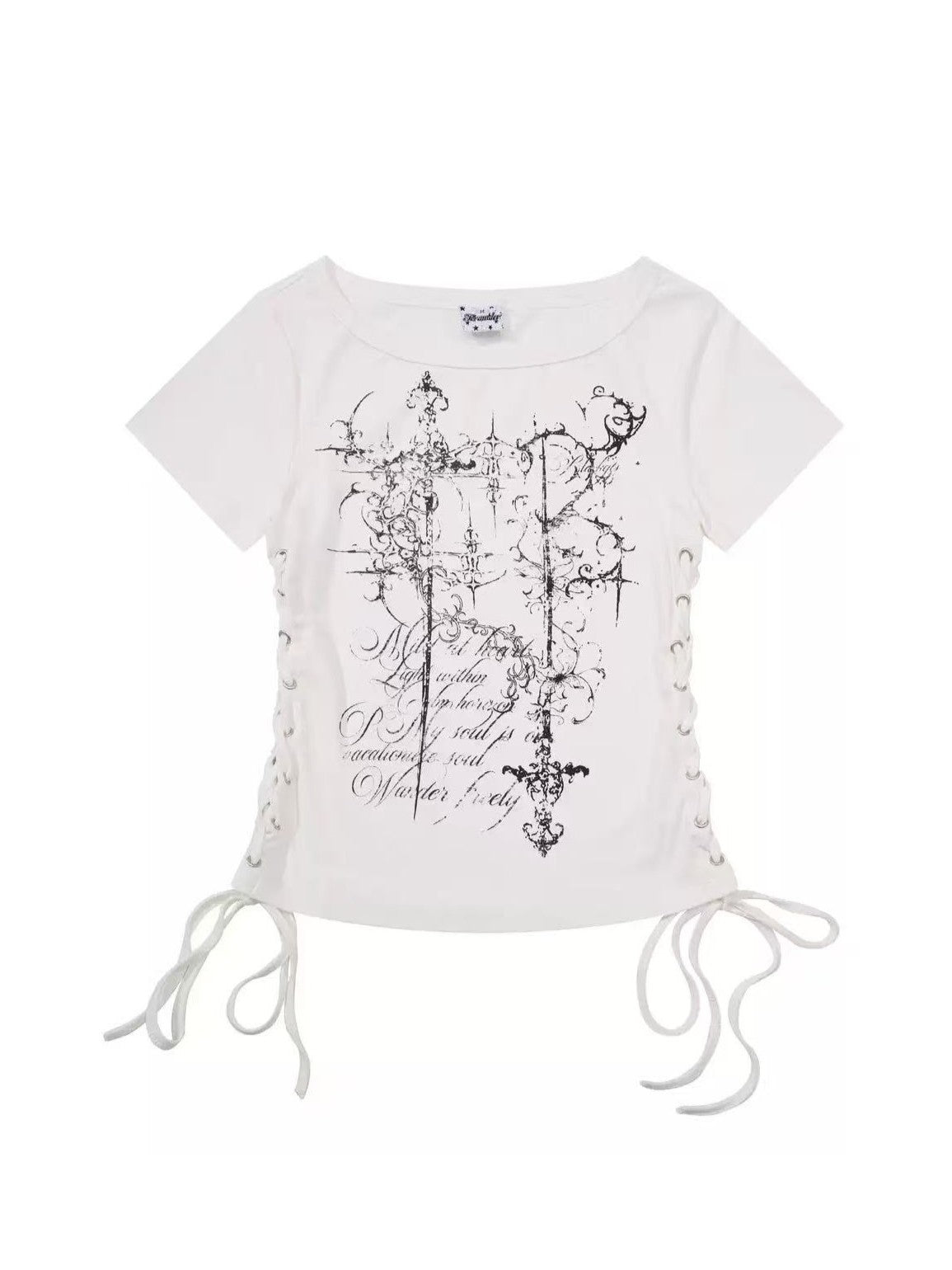 'AltTag' Light Alt Style Graffiti Tie Strap Short Sleeve T-Shirt