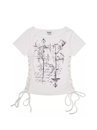 'AltTag' Light Alt Style Graffiti Tie Strap Short Sleeve T-Shirt
