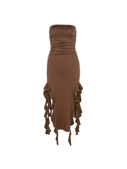 'Golden Hour' Irregular Ruffle Tube Dress Midi Skirt (Copy) AlielNosirrah