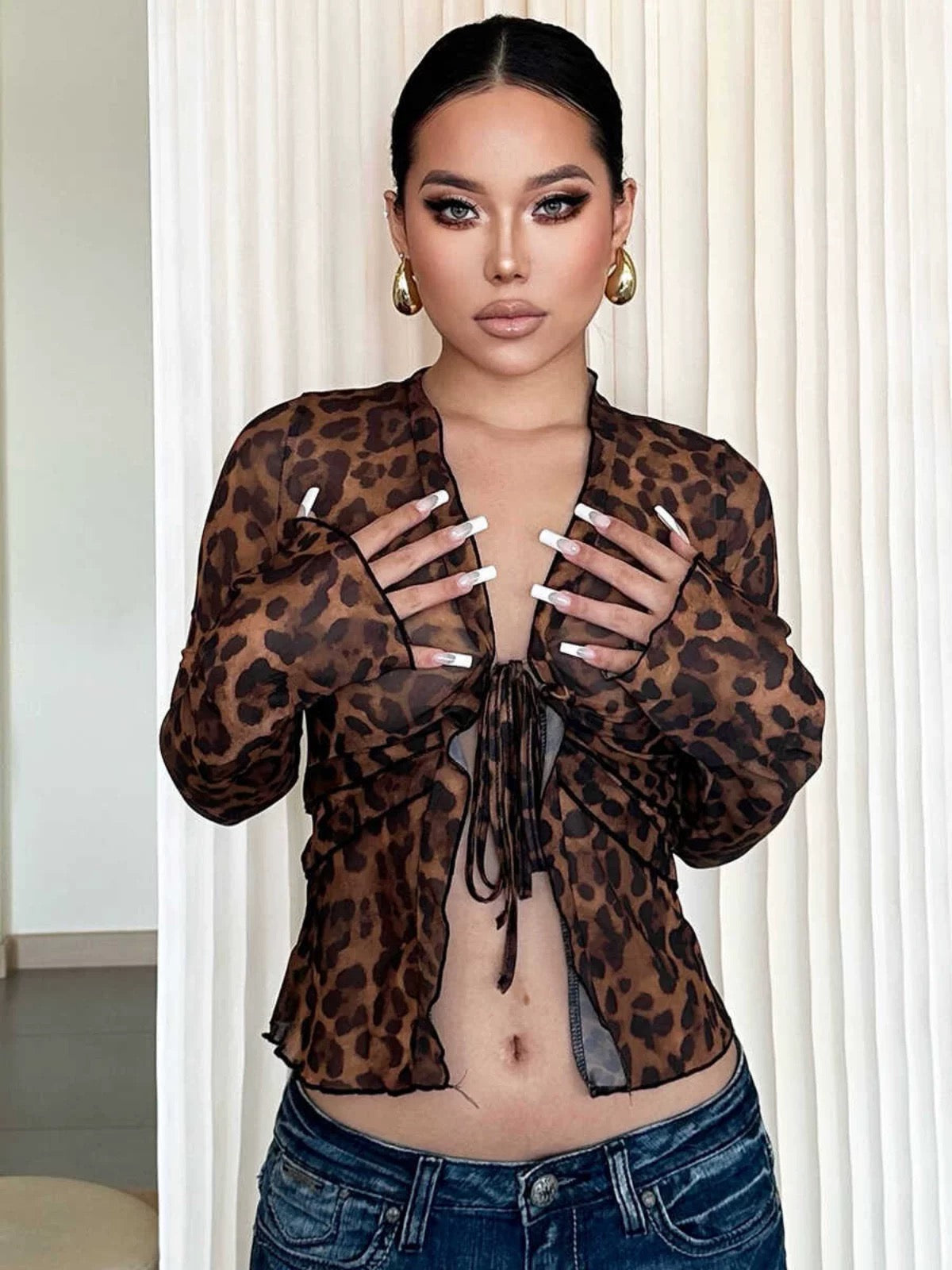 ’Wild Nature' Fluffy Y2k Leopard Print Shirts AlielNosirrah