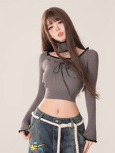Load image into Gallery viewer, &#39;Agashi&#39; Bowtie Faltering Choker Knitted Top AlielNosirrah
