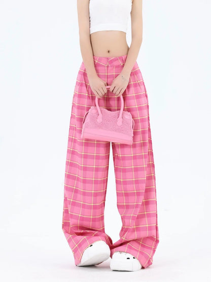 'Ain't Your Barbie' Barbie Checked Oversized Pink Pants AlielNosirrah