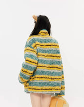 Load image into Gallery viewer, ‘Alien Seaweed’ Contrast Striped Plush Cotton Jacket AlielNosirrah
