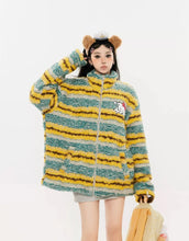 Load image into Gallery viewer, ‘Alien Seaweed’ Contrast Striped Plush Cotton Jacket AlielNosirrah
