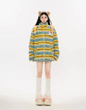 Load image into Gallery viewer, ‘Alien Seaweed’ Contrast Striped Plush Cotton Jacket AlielNosirrah
