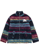 Load image into Gallery viewer, ‘Alien Seaweed’ Contrast Striped Plush Cotton Jacket AlielNosirrah
