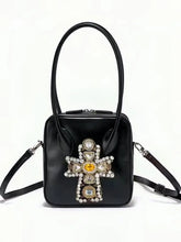 Load image into Gallery viewer, &#39;Amber&#39; Handmade Rhinestone Cross Handbag AlielNosirrah
