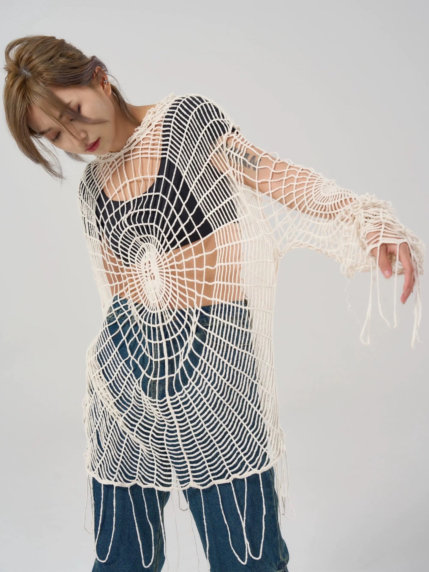 'Amnesia' Spider Web Crochet Smock top AlielNosirrah