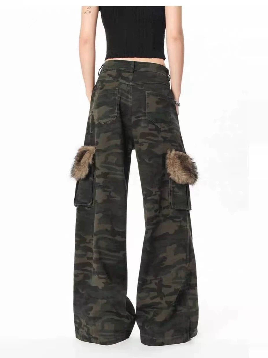 'Wild Hunt' Streetstyle Cargo Fur Camouflage Multi Pocket Pants AlielNosirrah