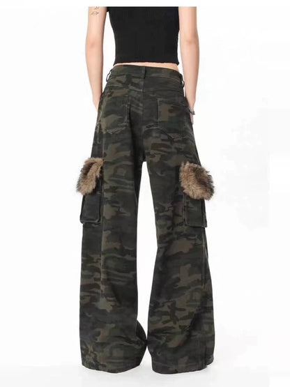 'Wild Hunt' Streetstyle Cargo Fur Camouflage Multi Pocket Pants AlielNosirrah