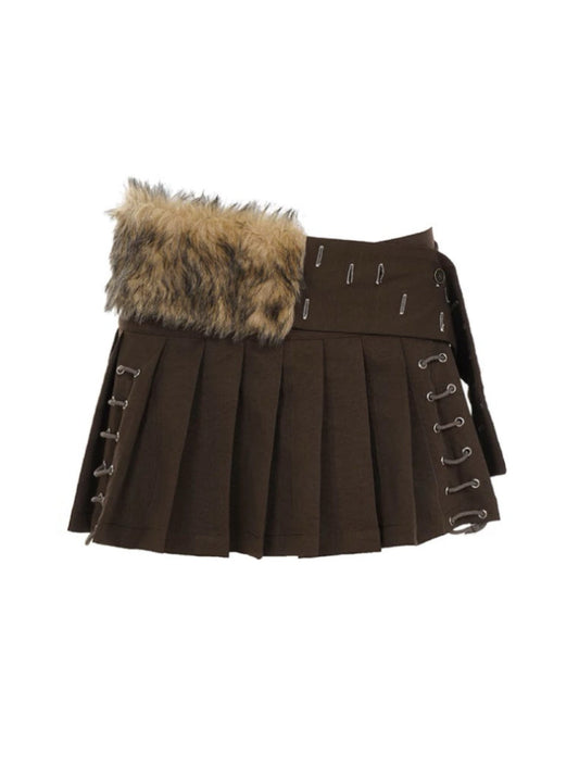 'Sassy Ride' Y2k Lace Up Fur Belt Mini Skirt (Copy) AlielNosirrah
