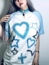 Load image into Gallery viewer, &#39;Babyblue&#39; Star &amp; Heart Graffiti Short Sleeves Shirts Top AlielNosirrah
