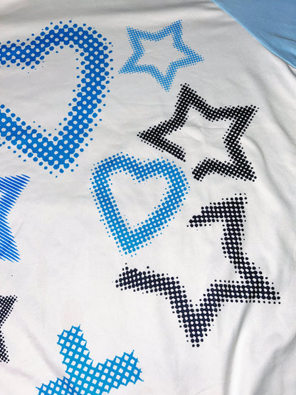 'Babyblue' Star & Heart Graffiti Short Sleeves Shirts Top AlielNosirrah