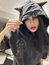 Load image into Gallery viewer, &#39;Bad Nature&#39; Dark Grunge Cat Ears Distressed Shirts AlielNosirrah
