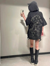 Load image into Gallery viewer, &#39;Bad Nature&#39; Dark Grunge Cat Ears Distressed Shirts AlielNosirrah
