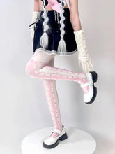 Load image into Gallery viewer, &#39;Ballet Dancer&#39; Pink Lace Up  Lolita Tights AlielNosirrah
