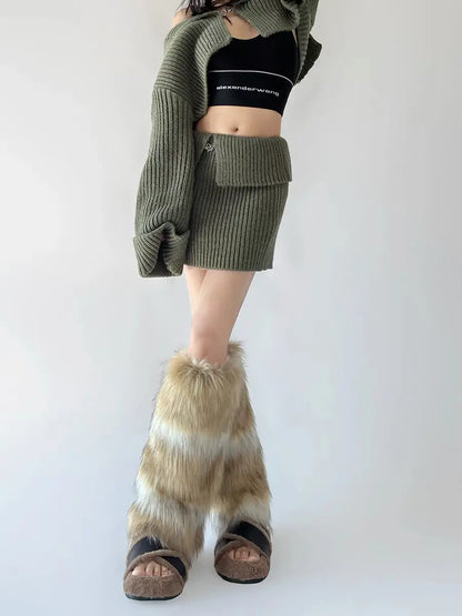 'Beasts' Aliyah Core Fluffy Vegan Faux Fur Leg Warmers AlielNosirrah