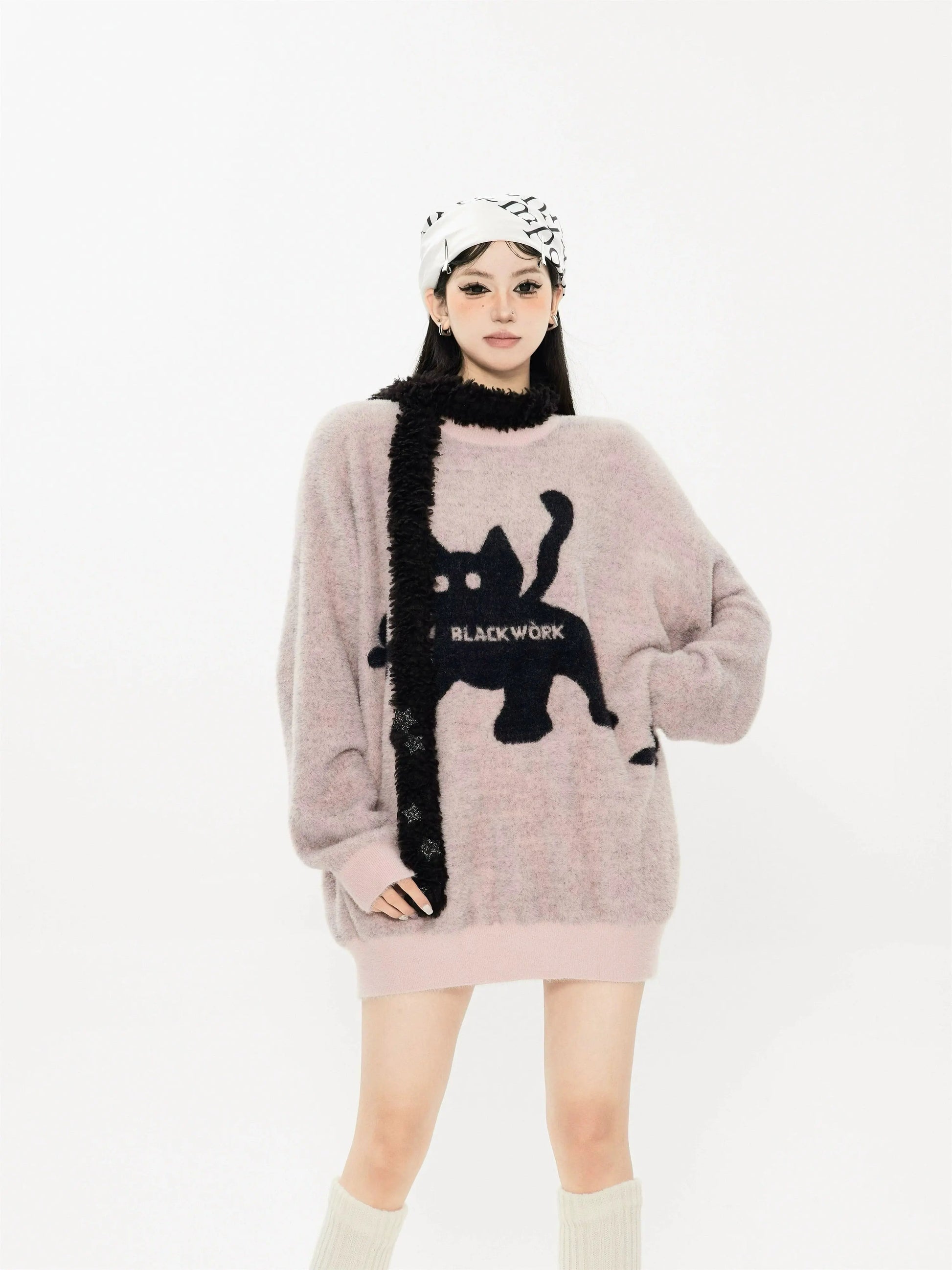 'Black Cat Market' Cat Prints Sweater AlielNosirrah