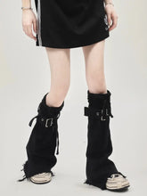 Load image into Gallery viewer, &#39;Black Jeans&#39; Grunge Ripped Denim Leg Warmers AlielNosirrah
