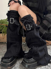 Load image into Gallery viewer, &#39;Black Jeans&#39; Grunge Ripped Denim Leg Warmers AlielNosirrah
