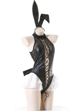 Load image into Gallery viewer, &#39;Black Rabbit&#39; Anime Girl Pu Leather Lace Up Lingerie AlielNosirrah
