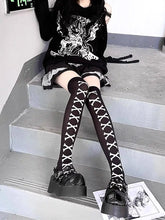 Load image into Gallery viewer, &#39;Bone Party&#39; Bow-tie Pink Bone Leg Tights AlielNosirrah
