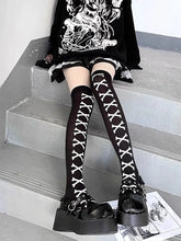 Load image into Gallery viewer, &#39;Bone Party&#39; Bow-tie Pink Bone Leg Tights AlielNosirrah
