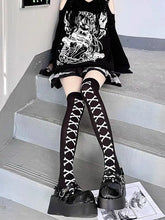 Load image into Gallery viewer, &#39;Bone Party&#39; Bow-tie Pink Bone Leg Tights AlielNosirrah
