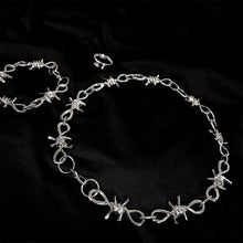 Load image into Gallery viewer, &#39;Bramble&#39; Punk Thorns Silver Metal Necklace Bracelet Set AlielNosirrah

