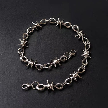 'Bramble' Punk Thorns Silver Metal Necklace Bracelet Set AlielNosirrah