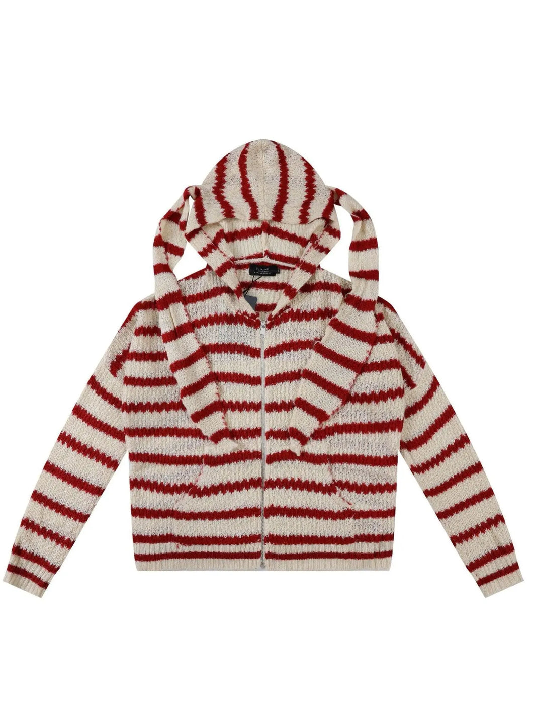 'Bunny ear' retro Striped hooded knitted sweater AlielNosirrah