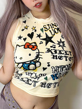 Load image into Gallery viewer, &#39;Butter Kitty&#39; Y2k Kawaii Kitty Graffiti Tank Top AlielNosirrah
