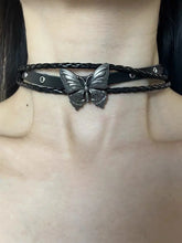 Load image into Gallery viewer, &#39;Butterfly Effect&#39; Dark Leather Butterfly Choker Necklace Set AlielNosirrah
