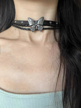 Load image into Gallery viewer, &#39;Butterfly Effect&#39; Dark Leather Butterfly Choker Necklace Set AlielNosirrah

