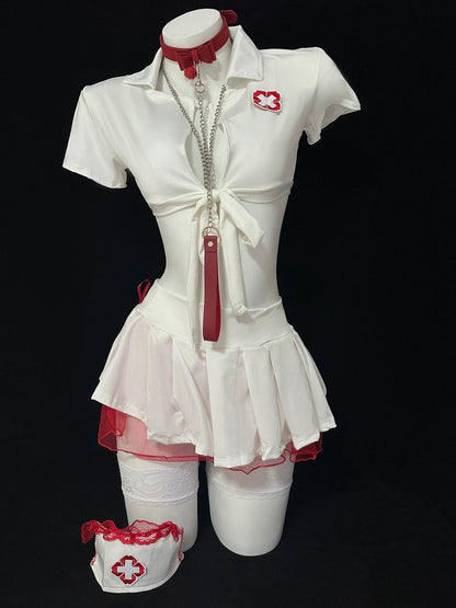 'Private Care' Halloween Sexy Crop Top Skirt Nurse Costume AlielNosirrah