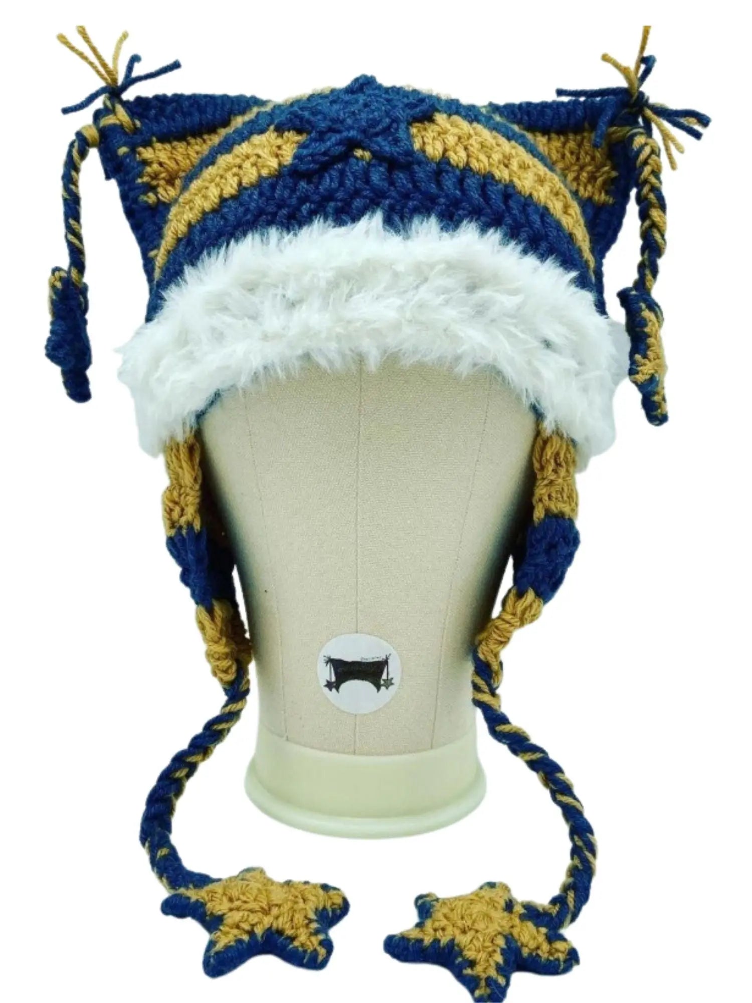 'Cat Ear Braided' Hat Hand-Knitted Star-Striped AlielNosirrah
