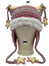 Load image into Gallery viewer, &#39;Cat Ear Braided&#39; Hat Hand-Knitted Star-Striped AlielNosirrah

